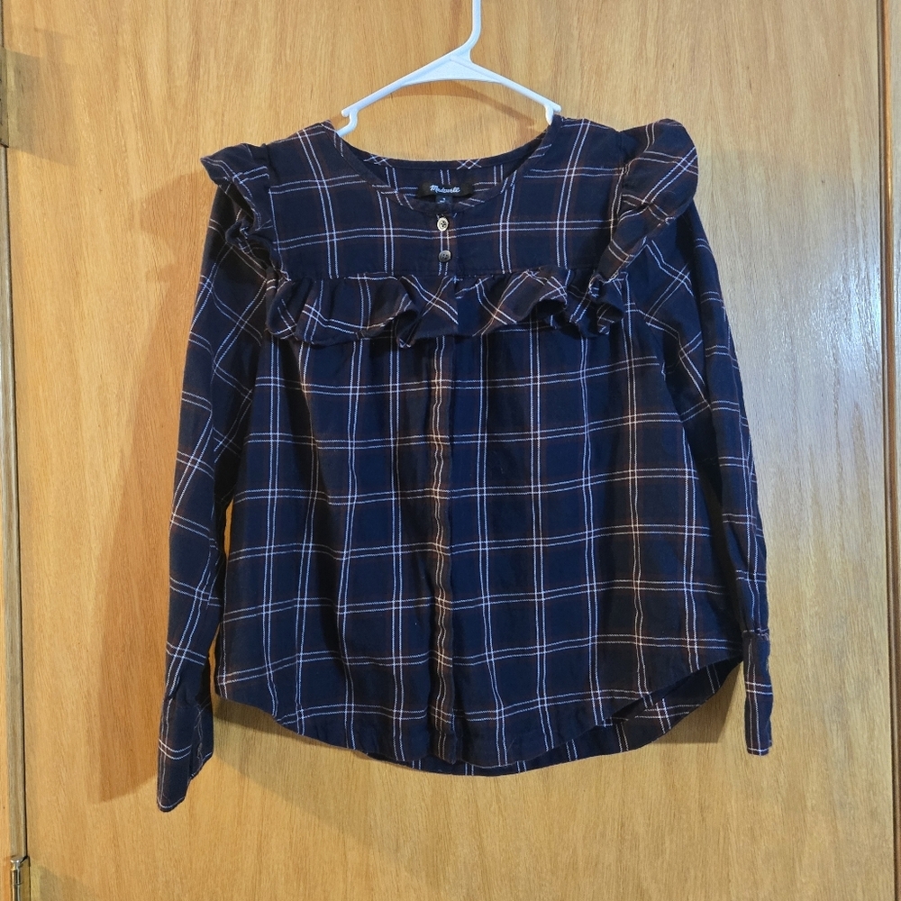 Madewell Ruffle Yoke Plaid Top